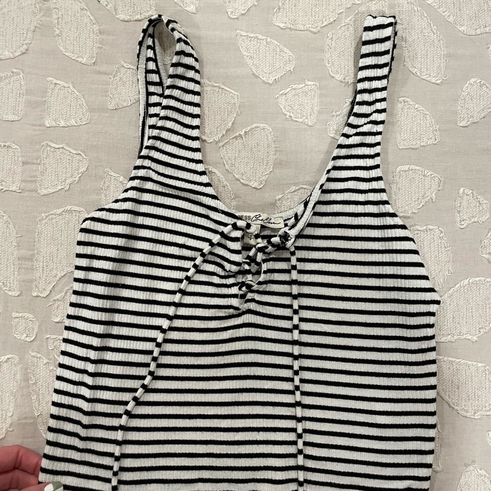 Express Striped Tank Top with Tie Front
